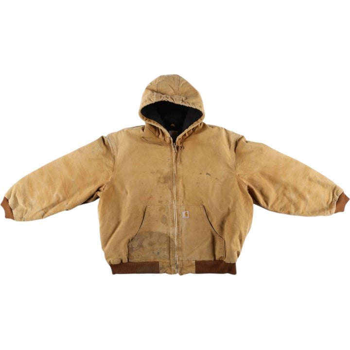 Carhartt Active Jacket, Padded Duck Full-Zip Hoodie, Made in USA, Men's XXL cotton brown type Vintage Second Hand