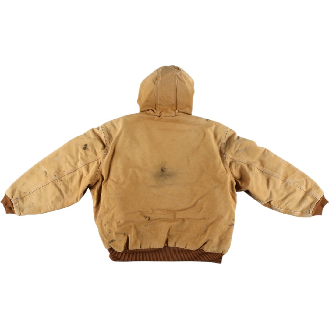 Carhartt Active Jacket, Padded Duck Full-Zip Hoodie, Made in USA, Men's XXL cotton brown type Vintage Second Hand