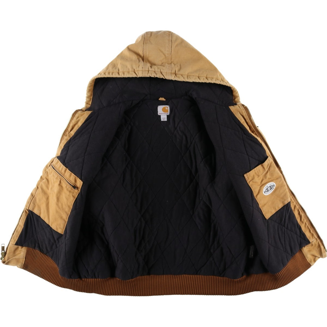 Carhartt Active Jacket, Padded Duck Full-Zip Hoodie, Made in USA, Men's XXL cotton brown type Vintage Second Hand
