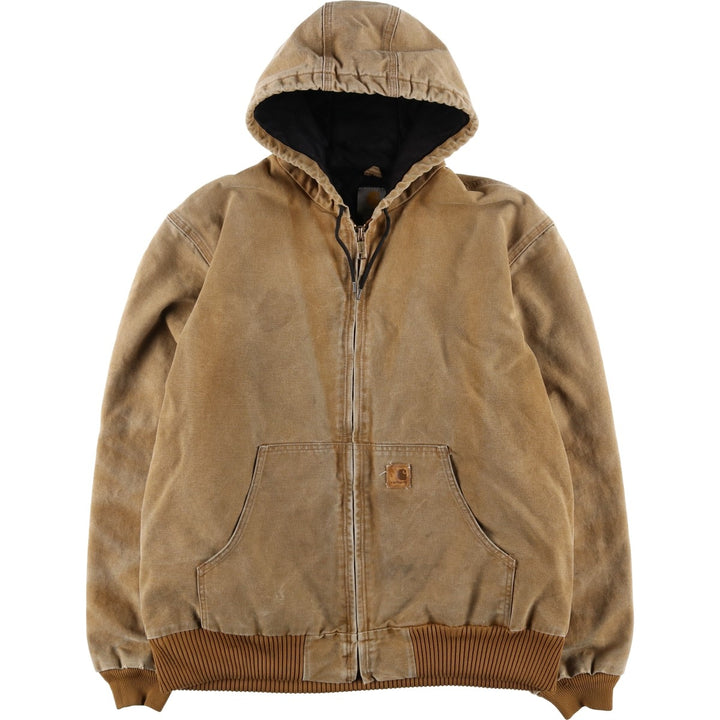 Carhartt Active Jacket, Padded Duck Full-Zip Hoodie, Men's Size L cotton brown type Vintage Second Hand