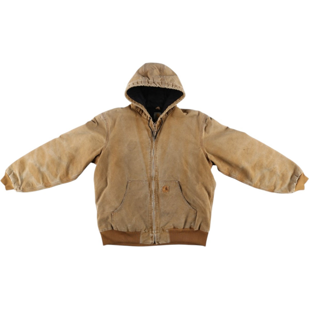 Carhartt Active Jacket, Padded Duck Full-Zip Hoodie, Men's Size L cotton brown type Vintage Second Hand