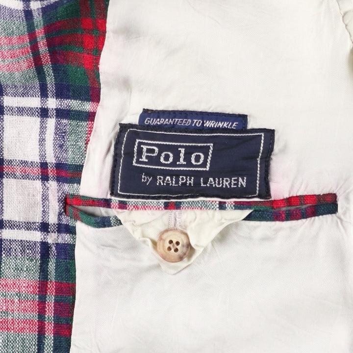 Vintage 1970'S Ralph Lauren POLO by Ralph Lauren Check Pattern Tailored Jacket (Men's Size S equivalent) unclear red type Vintage Second Hand