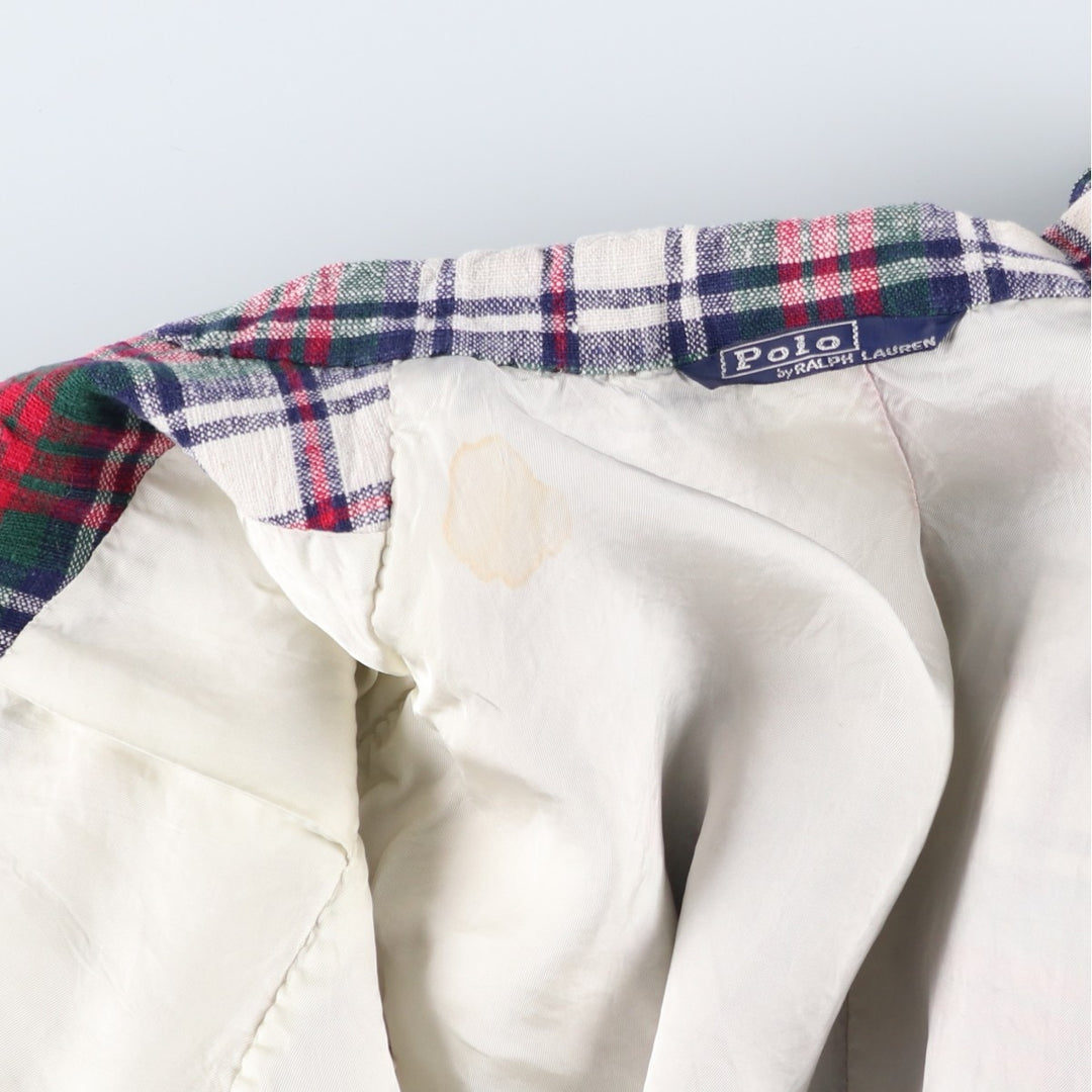 Vintage 1970'S Ralph Lauren POLO by Ralph Lauren Check Pattern Tailored Jacket (Men's Size S equivalent) unclear red type Vintage Second Hand