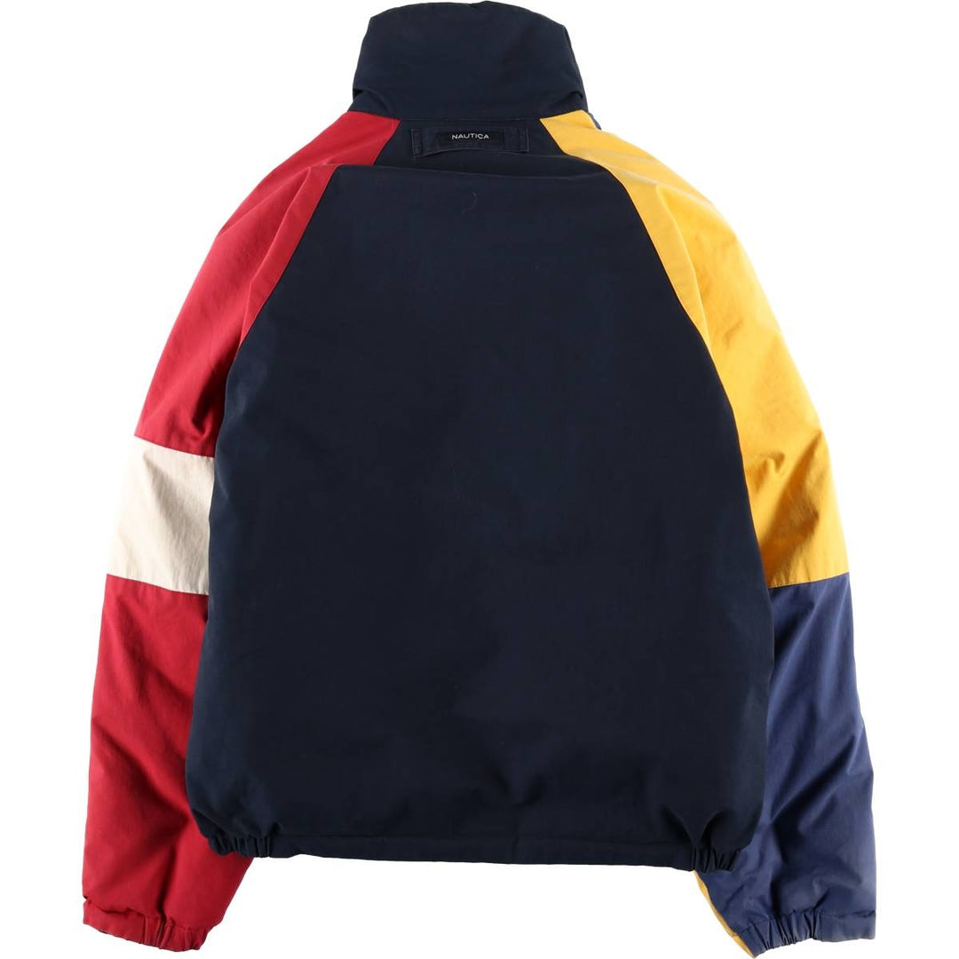 2000'S Nautica Crazy Pattern Reversible Down Jacket, Men's Size M (approx.) cotton navy blue type Vintage Second Hand