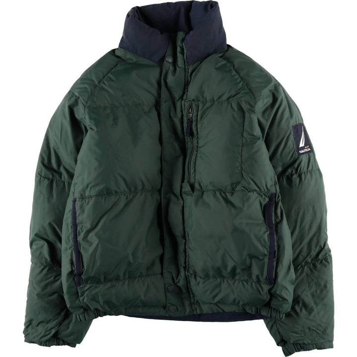 2000'S Nautica Crazy Pattern Reversible Down Jacket, Men's Size M (approx.) cotton navy blue type Vintage Second Hand