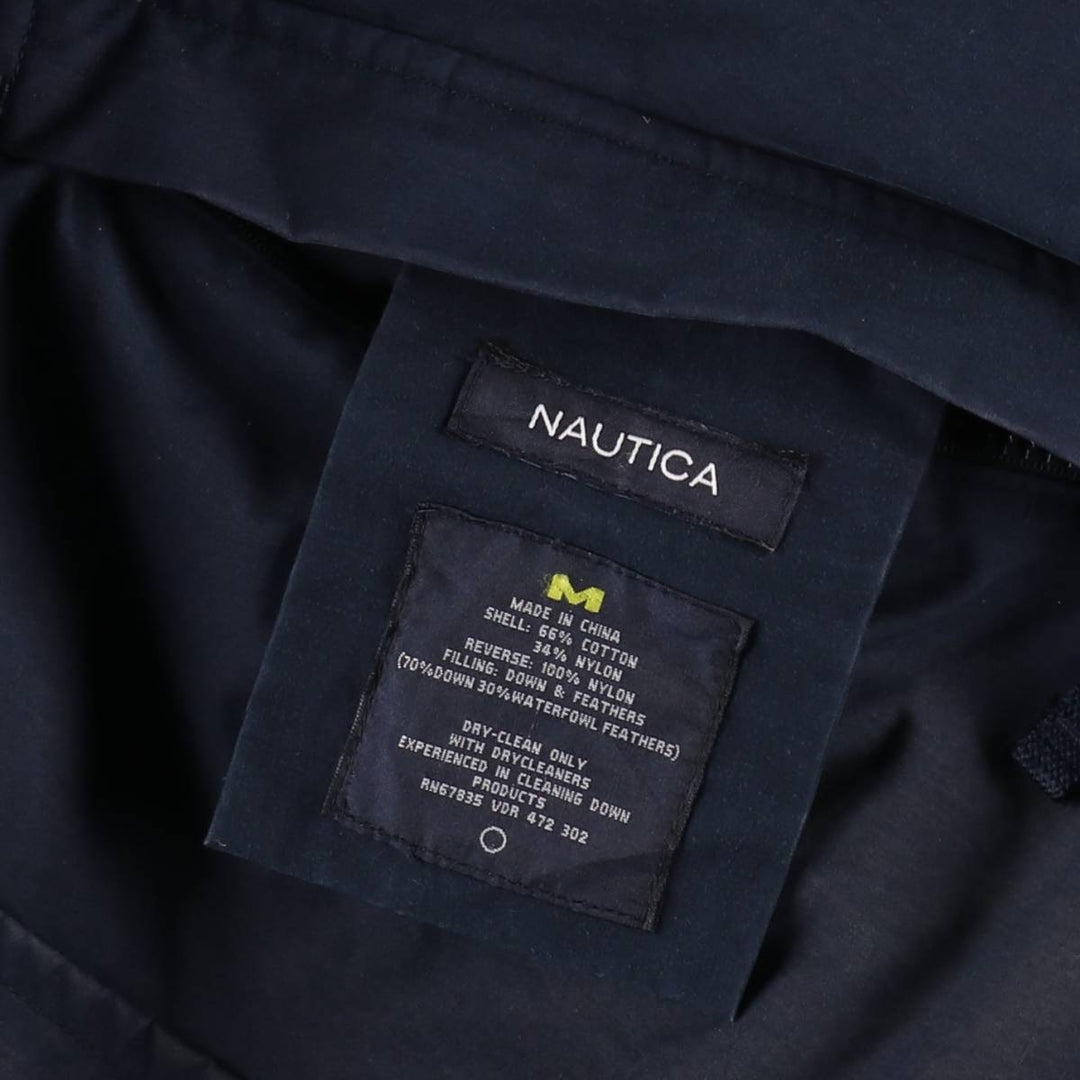 2000'S Nautica Crazy Pattern Reversible Down Jacket, Men's Size M (approx.) cotton navy blue type Vintage Second Hand