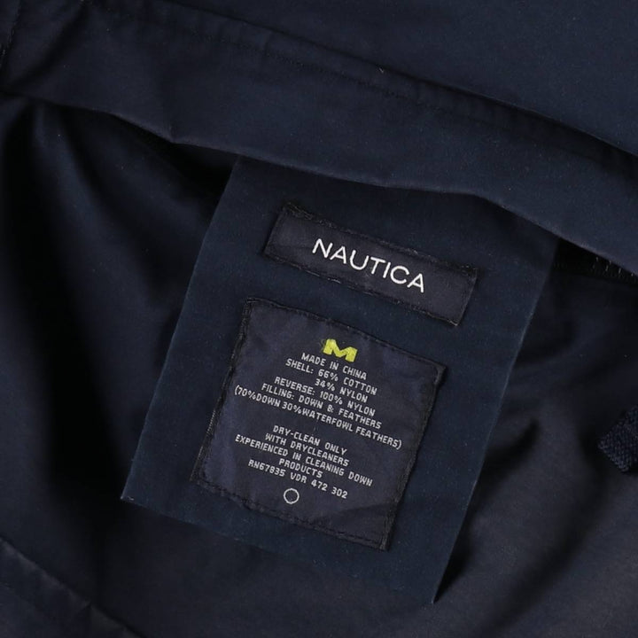 2000'S Nautica Crazy Pattern Reversible Down Jacket, Men's Size M (approx.) cotton navy blue type Vintage Second Hand
