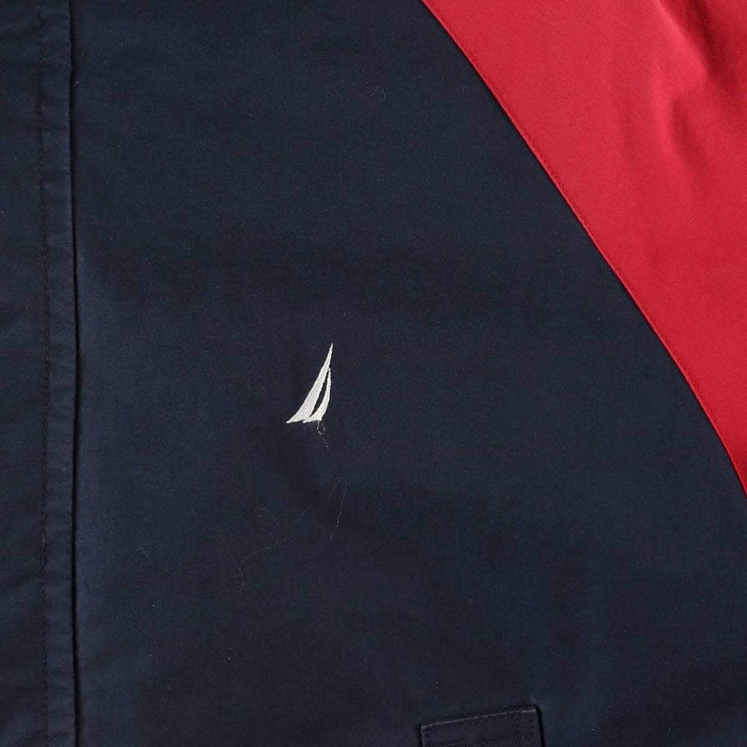 2000'S Nautica Crazy Pattern Reversible Down Jacket, Men's Size M (approx.) cotton navy blue type Vintage Second Hand