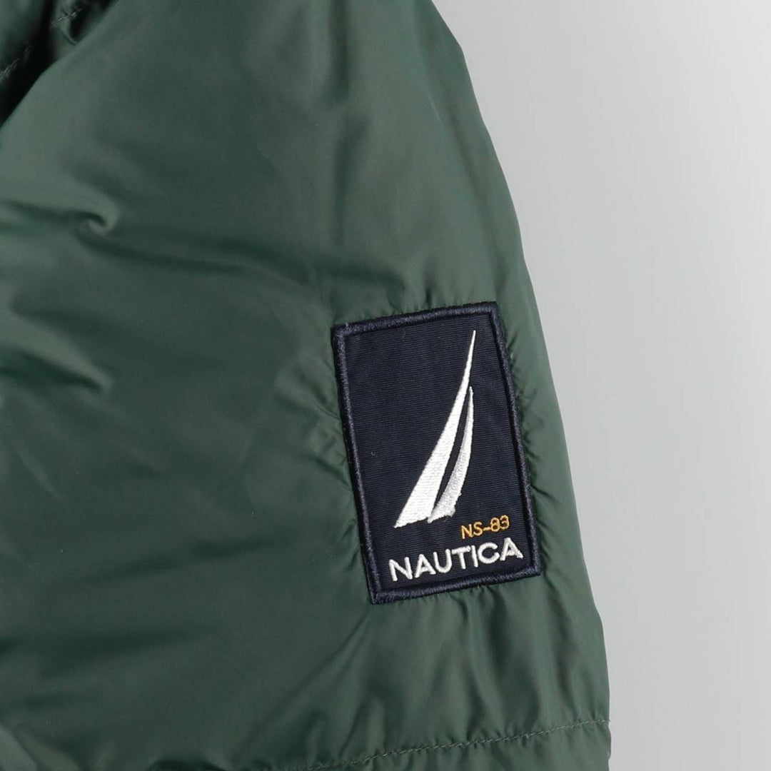 2000'S Nautica Crazy Pattern Reversible Down Jacket, Men's Size M (approx.) cotton navy blue type Vintage Second Hand