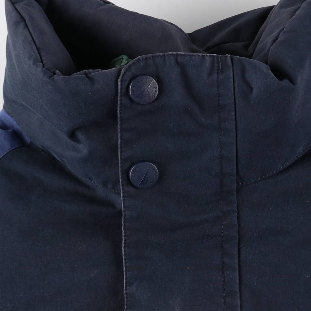 2000'S Nautica Crazy Pattern Reversible Down Jacket, Men's Size M (approx.) cotton navy blue type Vintage Second Hand