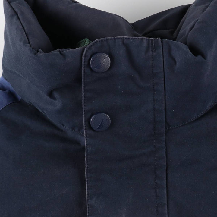 2000'S Nautica Crazy Pattern Reversible Down Jacket, Men's Size M (approx.) cotton navy blue type Vintage Second Hand