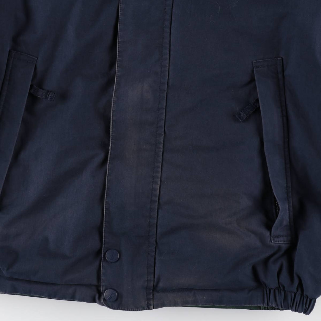 2000'S Nautica Crazy Pattern Reversible Down Jacket, Men's Size M (approx.) cotton navy blue type Vintage Second Hand