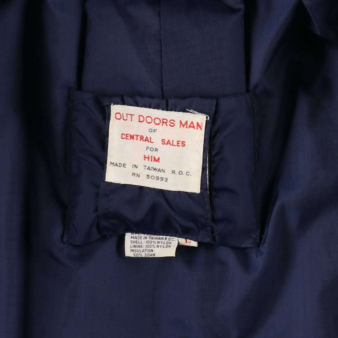 70s-80'S OUTDOORS MAN OF CENTRAL SALES FOR HIM Ripstop Down Jacket, Men's Size L (approx.) Nylon Emerald green Vintage Second Hand