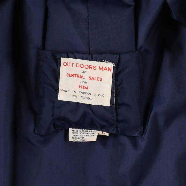 70s-80'S OUTDOORS MAN OF CENTRAL SALES FOR HIM Ripstop Down Jacket, Men's Size L (approx.) Nylon Emerald green Vintage Second Hand