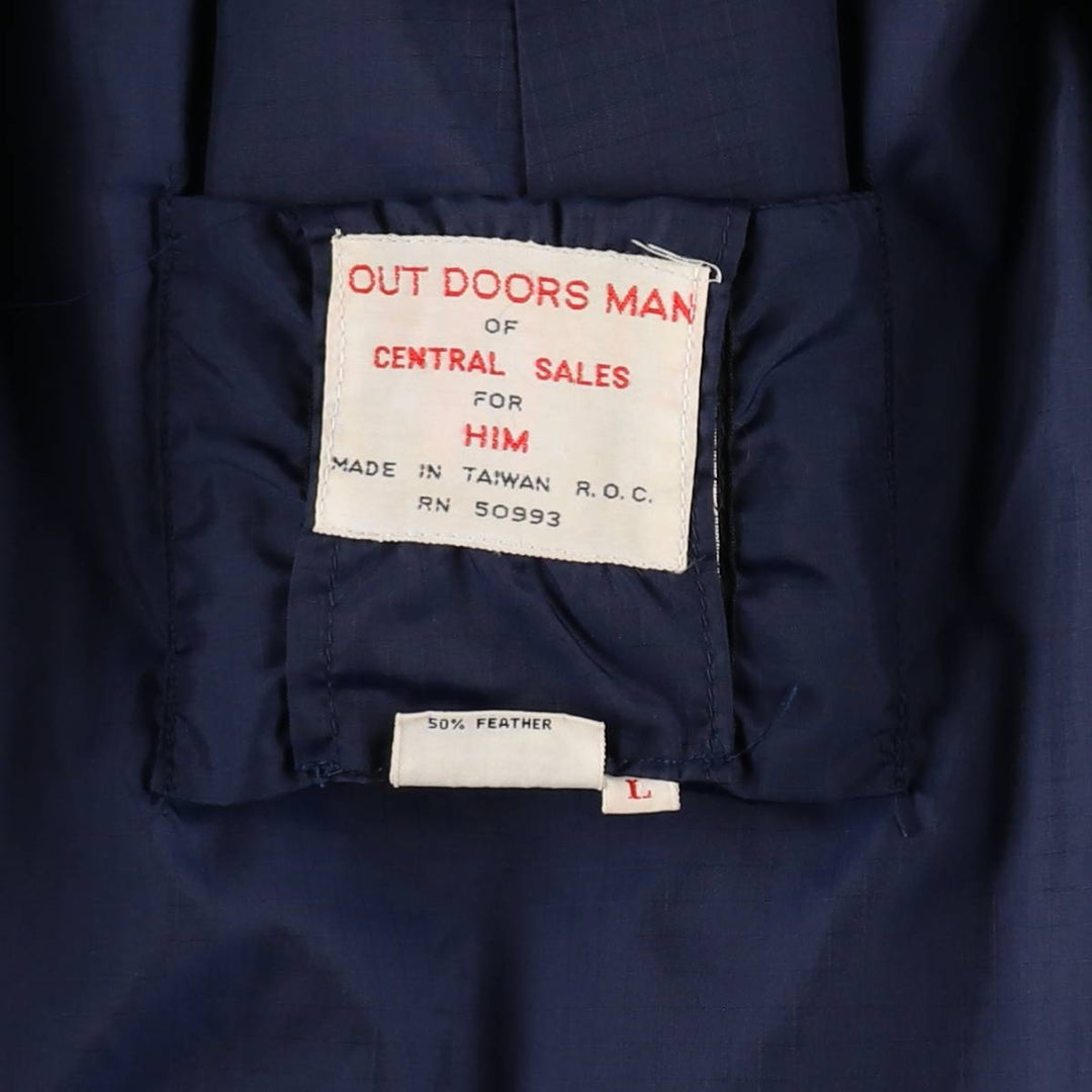 70s-80'S OUTDOORS MAN OF CENTRAL SALES FOR HIM Ripstop Down Jacket, Men's Size L (approx.) Nylon Emerald green Vintage Second Hand