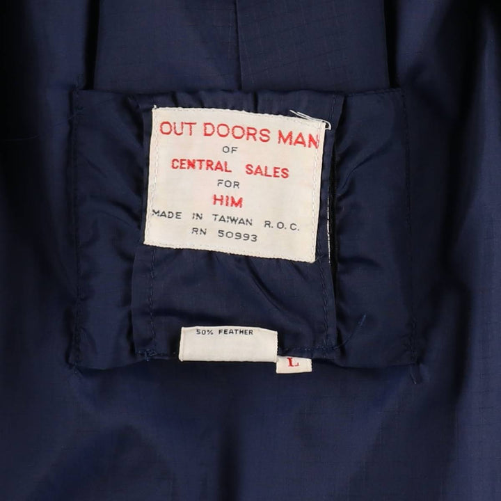 70s-80'S OUTDOORS MAN OF CENTRAL SALES FOR HIM Ripstop Down Jacket, Men's Size L (approx.) Nylon Emerald green Vintage Second Hand