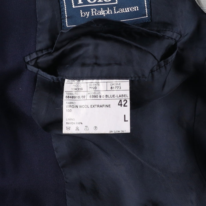 Ralph Lauren POLO by Ralph Lauren wool tailored jacket, made in Italy, men's size M equivalent. wool navy blue type Vintage Second Hand