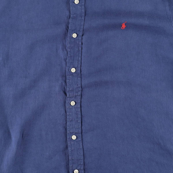 Ralph Lauren short sleeve linen button down shirt, men's size XL linen navy blue type Vintage Second Hand