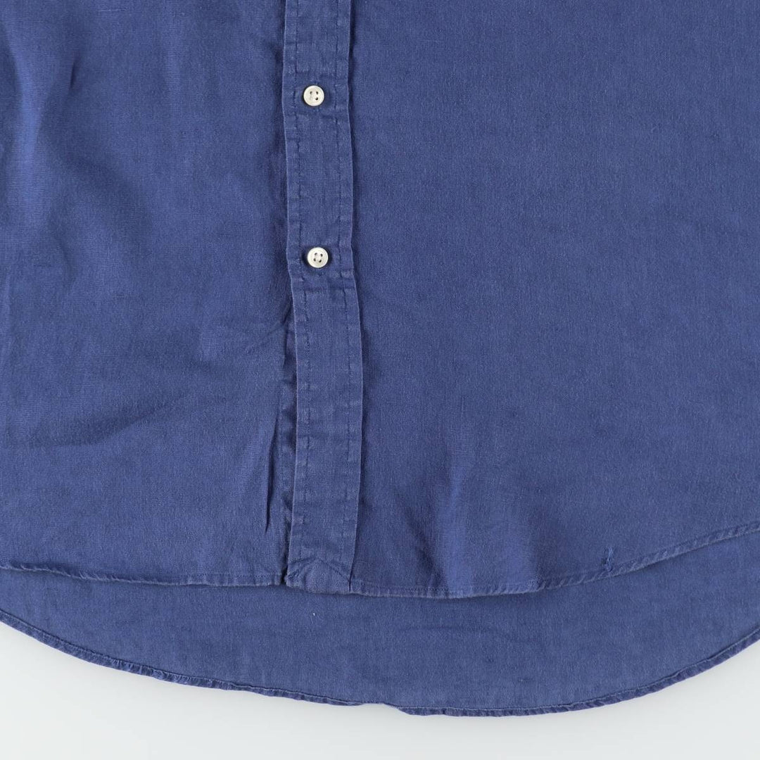 Ralph Lauren short sleeve linen button down shirt, men's size XL linen navy blue type Vintage Second Hand