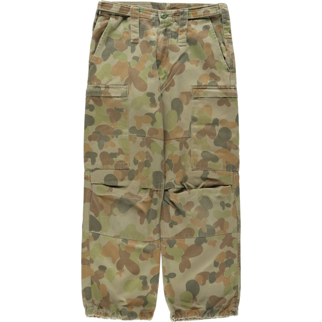 Australian Army Camouflage Pattern DPCU Camo Double Knee Military Cargo Pants, Made in Australia, Size 80 S (Men's W31 equivalent) cotton Khaki type Vintage Second Hand