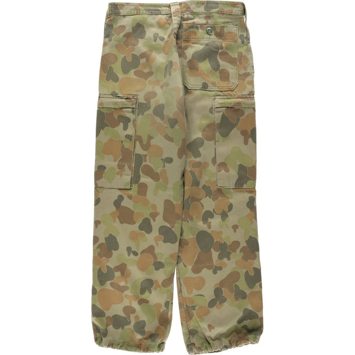 Australian Army Camouflage Pattern DPCU Camo Double Knee Military Cargo Pants, Made in Australia, Size 80 S (Men's W31 equivalent) cotton Khaki type Vintage Second Hand