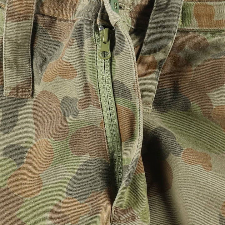 Australian Army Camouflage Pattern DPCU Camo Double Knee Military Cargo Pants, Made in Australia, Size 80 S (Men's W31 equivalent) cotton Khaki type Vintage Second Hand