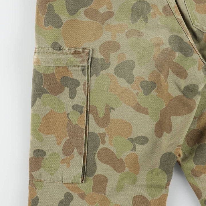 Australian Army Camouflage Pattern DPCU Camo Double Knee Military Cargo Pants, Made in Australia, Size 80 S (Men's W31 equivalent) cotton Khaki type Vintage Second Hand