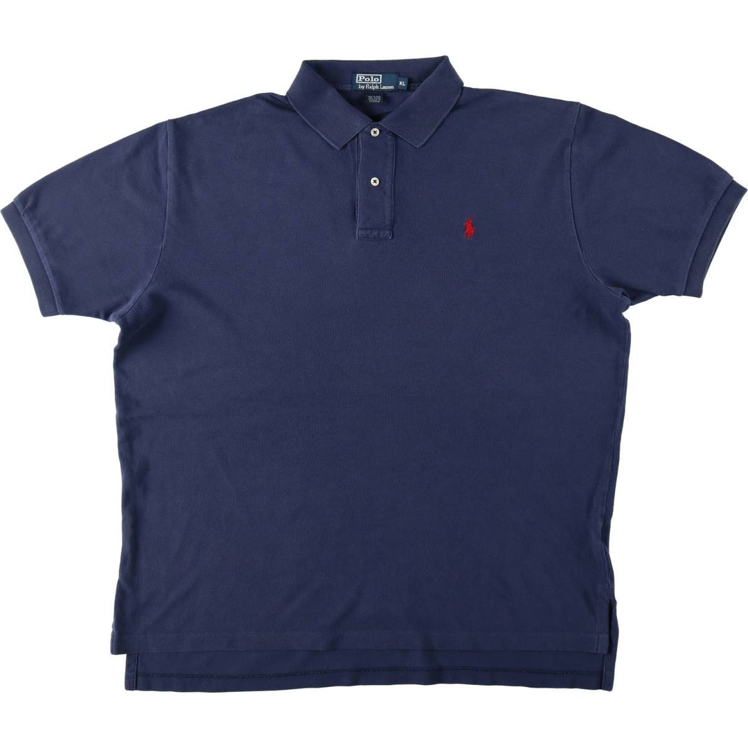 Ralph Lauren POLO by Ralph Lauren short sleeve polo shirt, men's XL size cotton navy blue type Vintage Second Hand