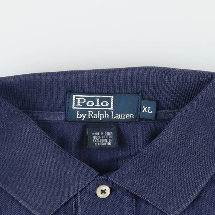 Ralph Lauren POLO by Ralph Lauren short sleeve polo shirt, men's XL size cotton navy blue type Vintage Second Hand