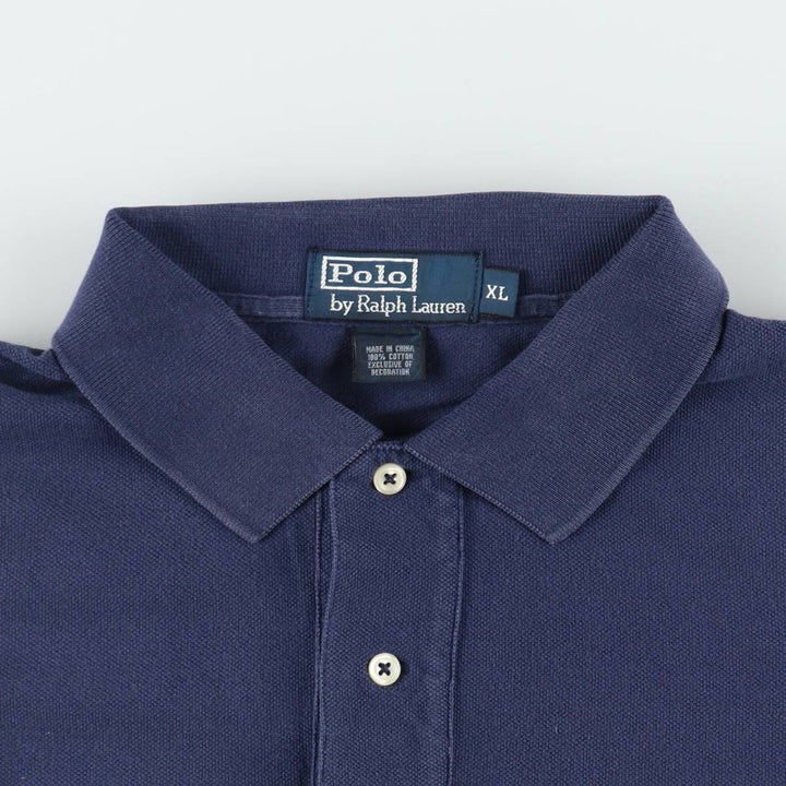 Ralph Lauren POLO by Ralph Lauren short sleeve polo shirt, men's XL size cotton navy blue type Vintage Second Hand