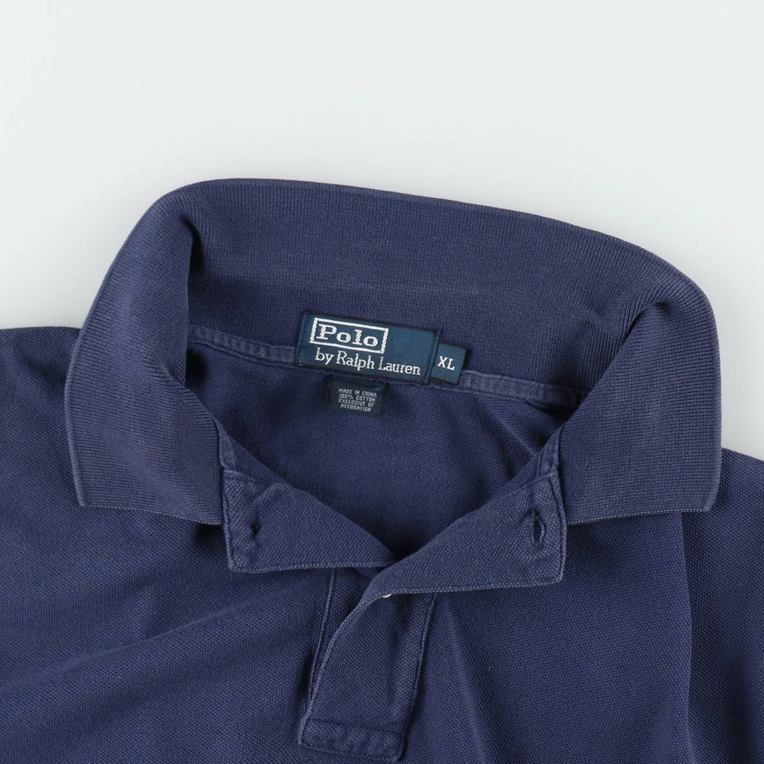 Ralph Lauren POLO by Ralph Lauren short sleeve polo shirt, men's XL size cotton navy blue type Vintage Second Hand