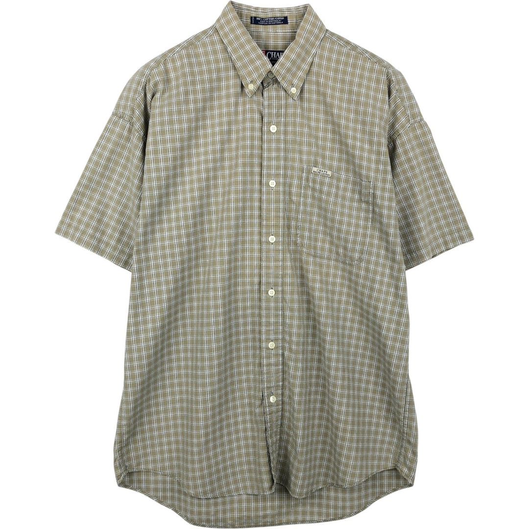 Ralph Lauren CHAPS short sleeve button down check shirt men's size L cotton Khaki type Vintage Second Hand