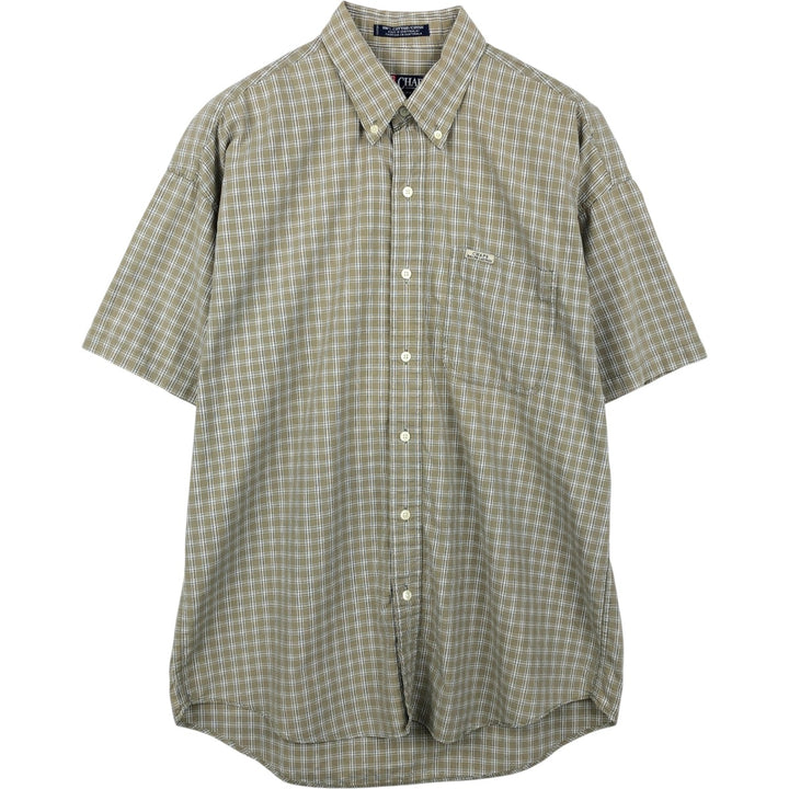Ralph Lauren CHAPS short sleeve button down check shirt men's size L cotton Khaki type Vintage Second Hand