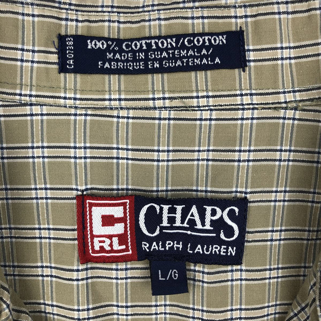 Ralph Lauren CHAPS short sleeve button down check shirt men's size L cotton Khaki type Vintage Second Hand