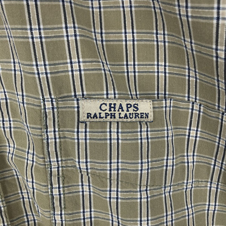 Ralph Lauren CHAPS short sleeve button down check shirt men's size L cotton Khaki type Vintage Second Hand