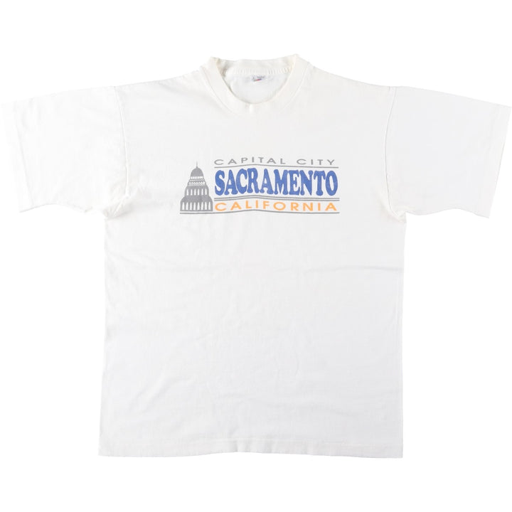 90'S Fruit of the Loom printed T-shirt, made in the USA, men's size L, vintage cotton white type Vintage Second Hand