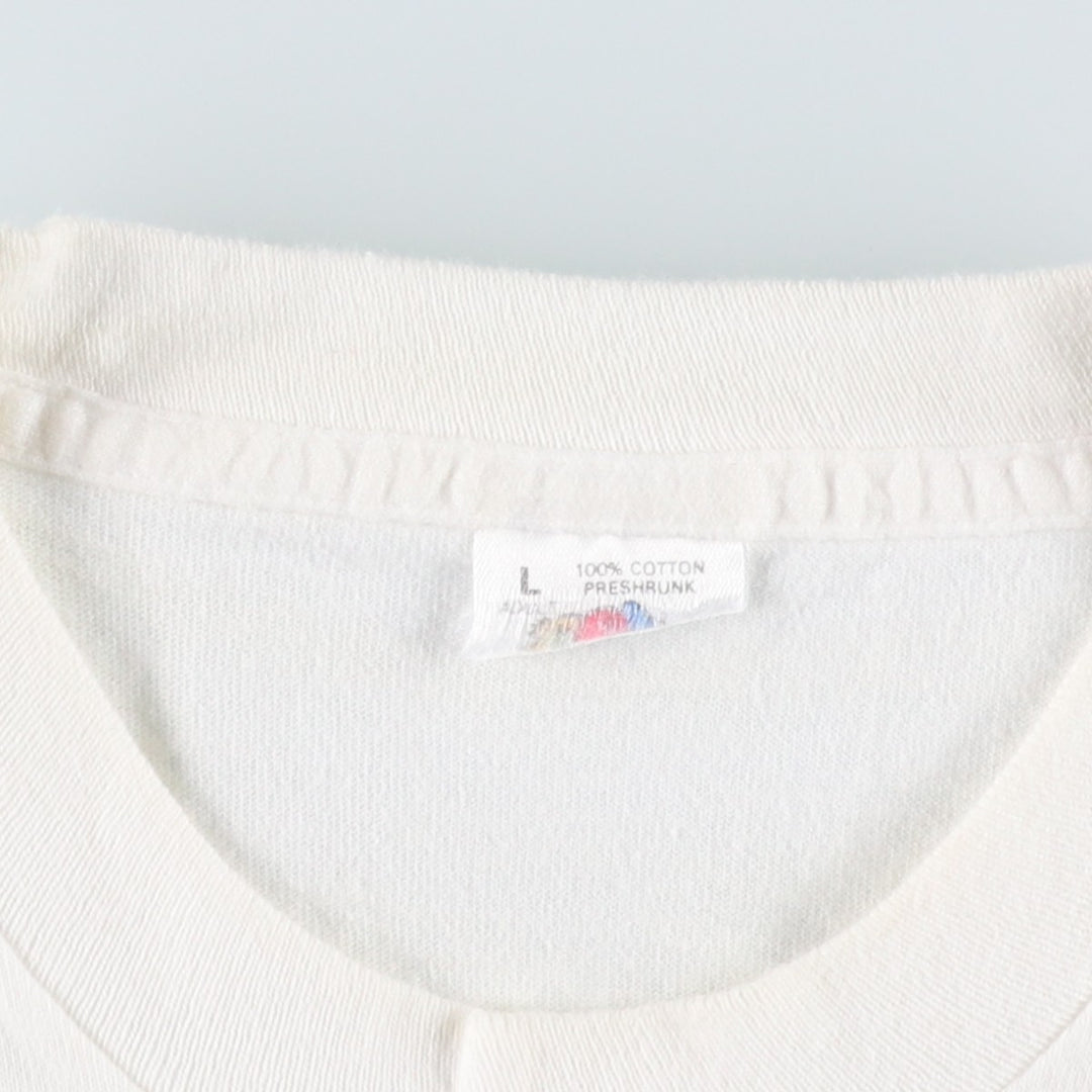 90'S Fruit of the Loom printed T-shirt, made in the USA, men's size L, vintage cotton white type Vintage Second Hand