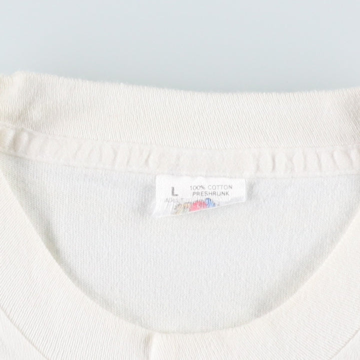 90'S Fruit of the Loom printed T-shirt, made in the USA, men's size L, vintage cotton white type Vintage Second Hand