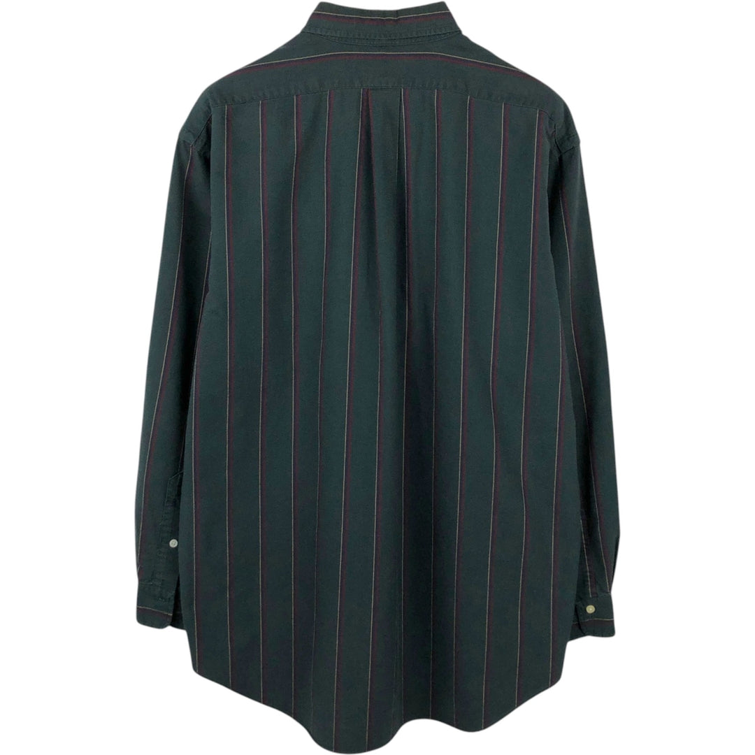 Ralph Lauren Classic Fit Long Sleeve Button Down Striped Shirt Men's Size L cotton dark green Vintage Second Hand