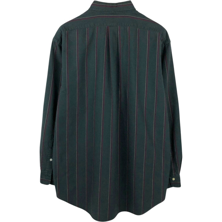 Ralph Lauren Classic Fit Long Sleeve Button Down Striped Shirt Men's Size L cotton dark green Vintage Second Hand
