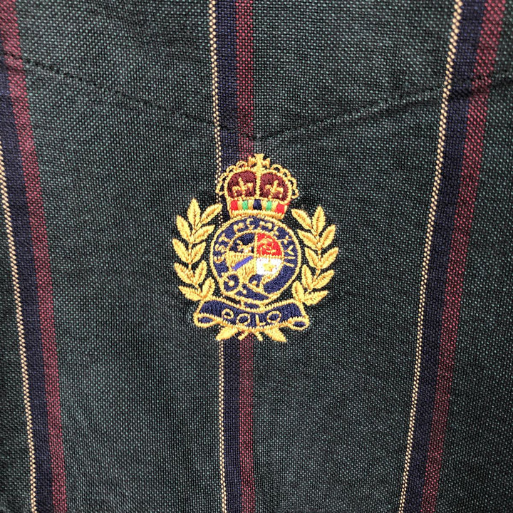 Ralph Lauren Classic Fit Long Sleeve Button Down Striped Shirt Men's Size L cotton dark green Vintage Second Hand