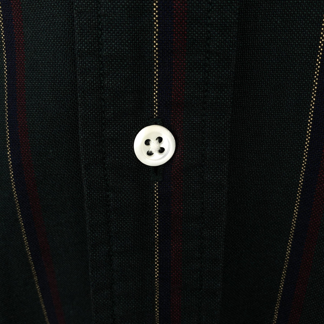 Ralph Lauren Classic Fit Long Sleeve Button Down Striped Shirt Men's Size L cotton dark green Vintage Second Hand
