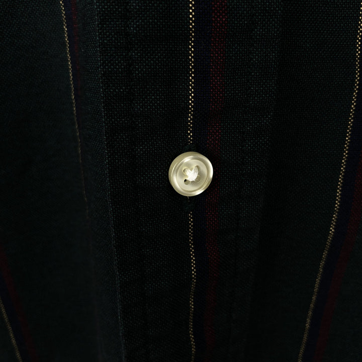 Ralph Lauren Classic Fit Long Sleeve Button Down Striped Shirt Men's Size L cotton dark green Vintage Second Hand