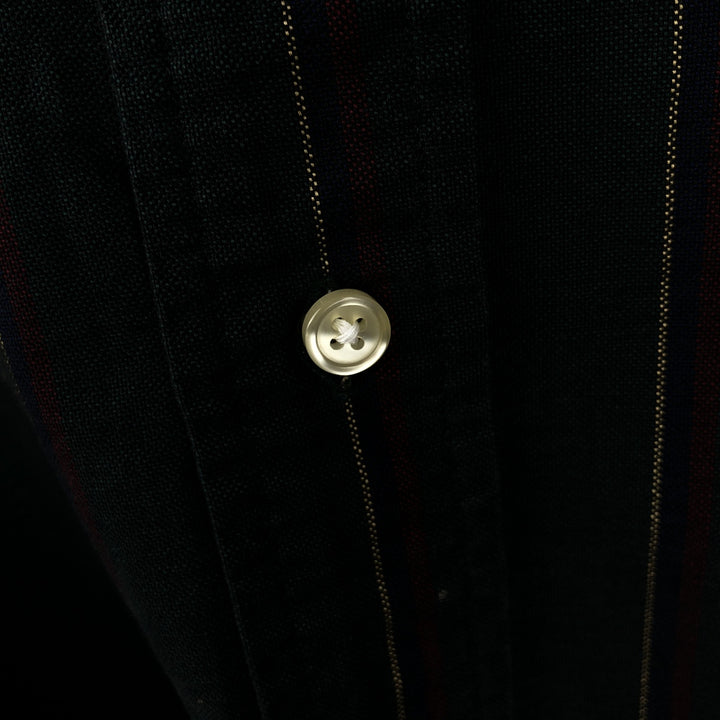 Ralph Lauren Classic Fit Long Sleeve Button Down Striped Shirt Men's Size L cotton dark green Vintage Second Hand