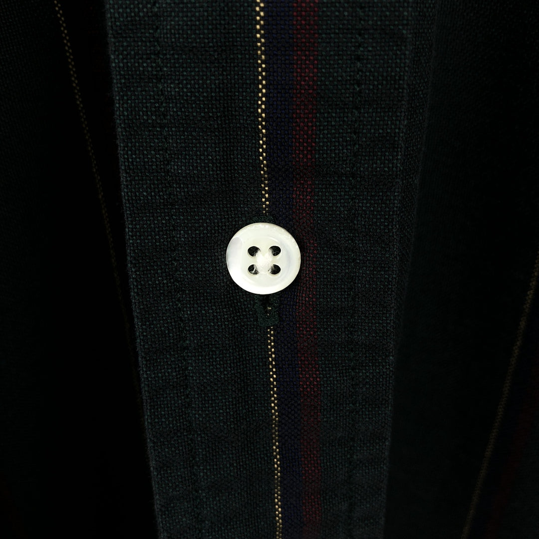 Ralph Lauren Classic Fit Long Sleeve Button Down Striped Shirt Men's Size L cotton dark green Vintage Second Hand