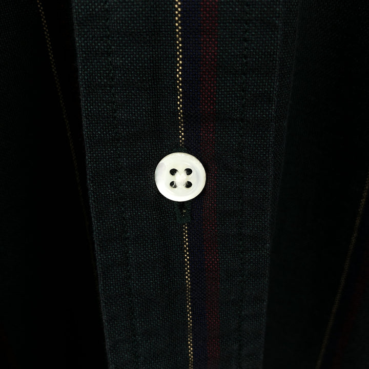 Ralph Lauren Classic Fit Long Sleeve Button Down Striped Shirt Men's Size L cotton dark green Vintage Second Hand
