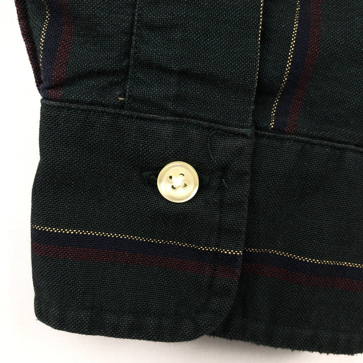 Ralph Lauren Classic Fit Long Sleeve Button Down Striped Shirt Men's Size L cotton dark green Vintage Second Hand