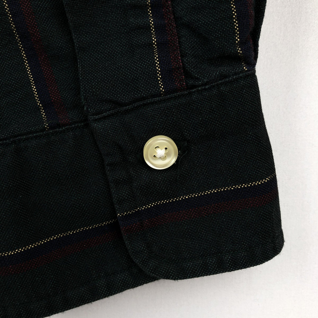 Ralph Lauren Classic Fit Long Sleeve Button Down Striped Shirt Men's Size L cotton dark green Vintage Second Hand