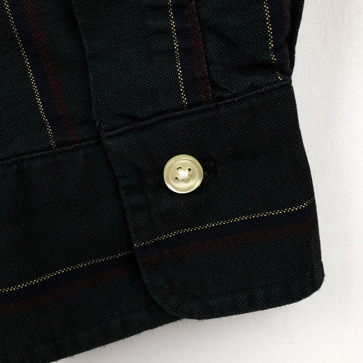 Ralph Lauren Classic Fit Long Sleeve Button Down Striped Shirt Men's Size L cotton dark green Vintage Second Hand