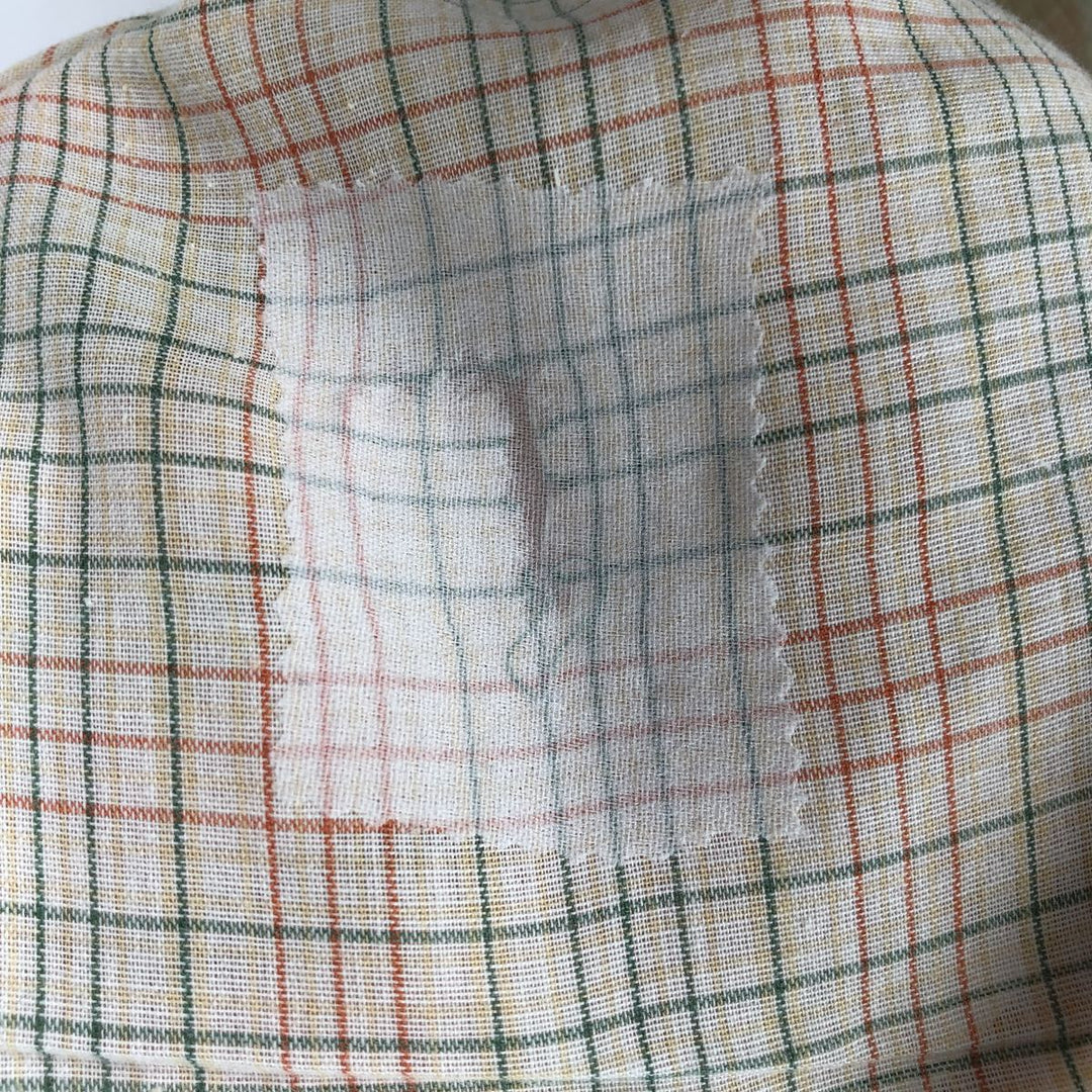 1980'S Sears Sportswear Check Pattern Short-Sleeve Poly-Cotton Shirt, Men's Size XL (Equivalent), Vintage polyester ivory Vintage Second Hand